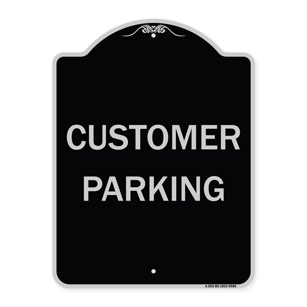 Signmission Designer Series Sign-Customer Parking, Black & Silver Heavy-Gauge Aluminum, 24" x 18", BS-1824-9986 A-DES-BS-1824-9986 - main